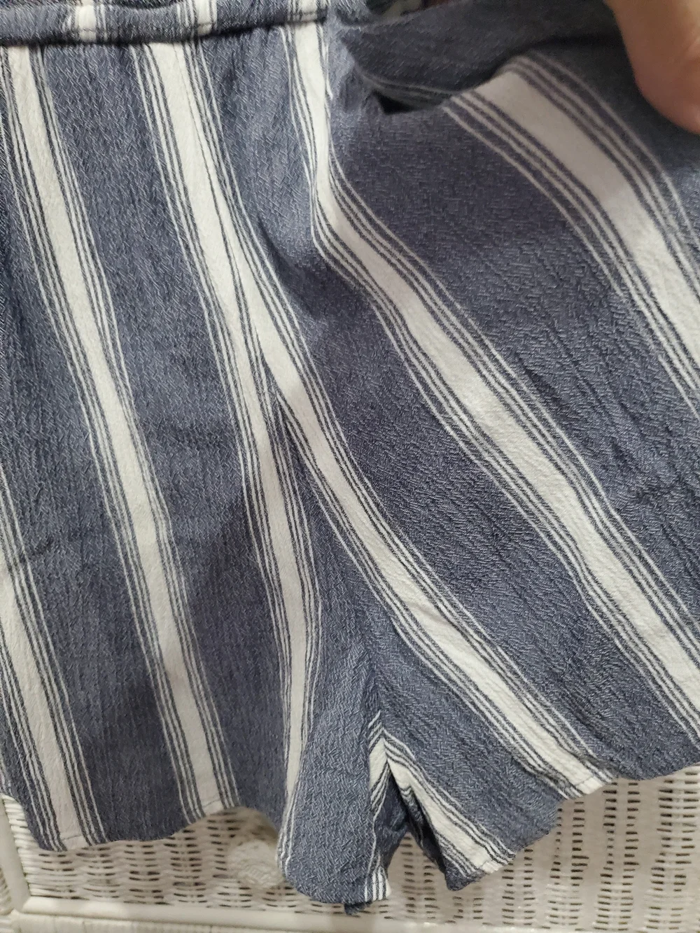 Justice Navy and White Striped Smocked Romper